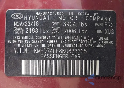 2019 Hyundai Elantra Se из США, поврежденный, VIN KMHD74LF8KU823335